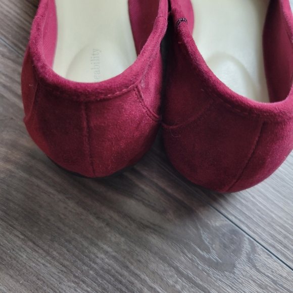 Burgundy Suade Ballet Flats - Picture 2 of 5
